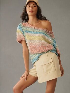 Anthropologie Pilcro Beach Sweater Tee Multicolor Women’s Size Medium